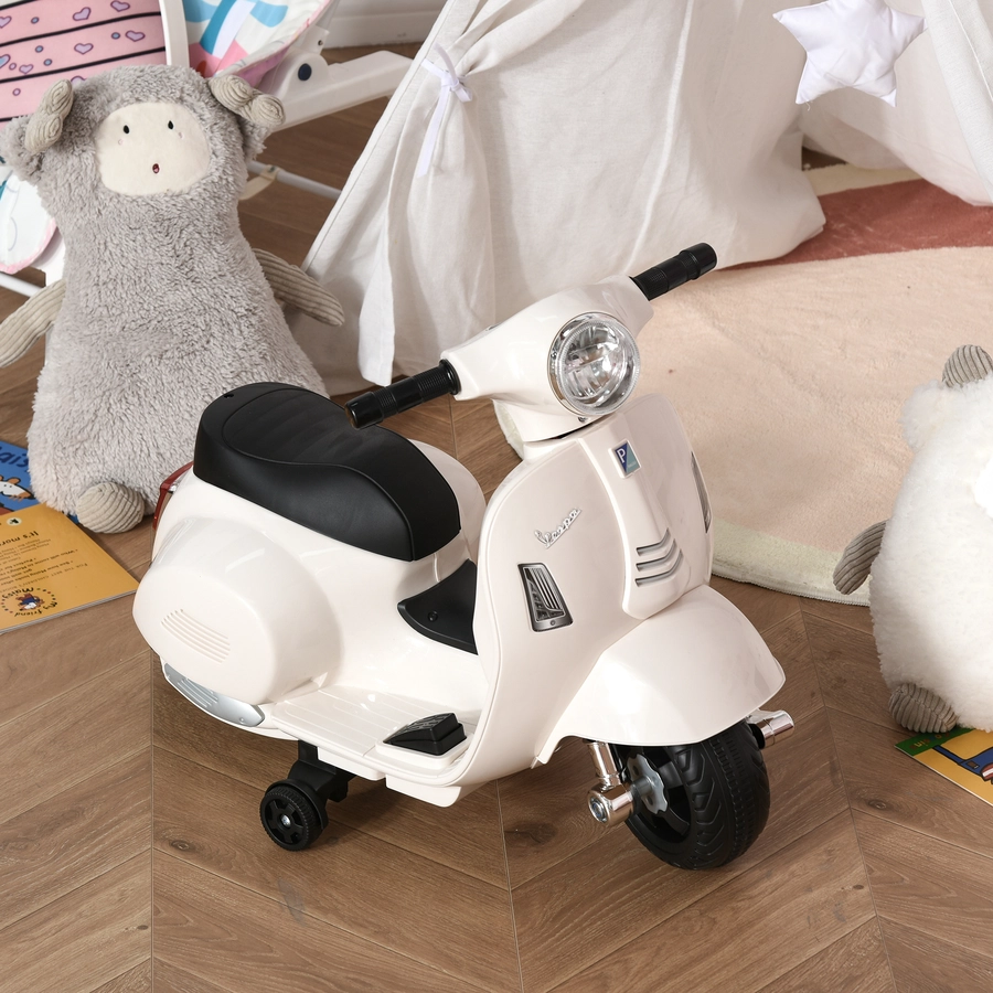 HOMCOM Elektrisches Kindermofa im Vespa Stil weiß