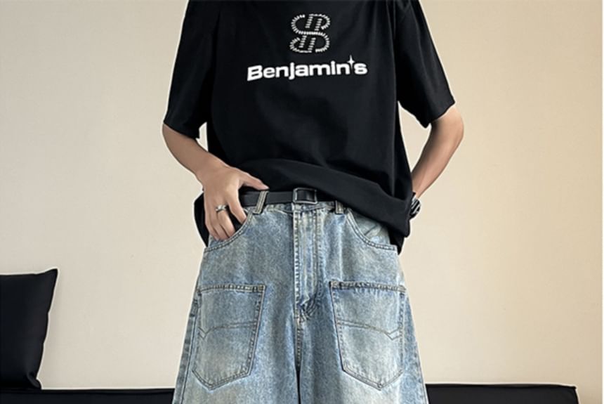 ROOSE - Denim shorts met hoge taille en wijde pijpen