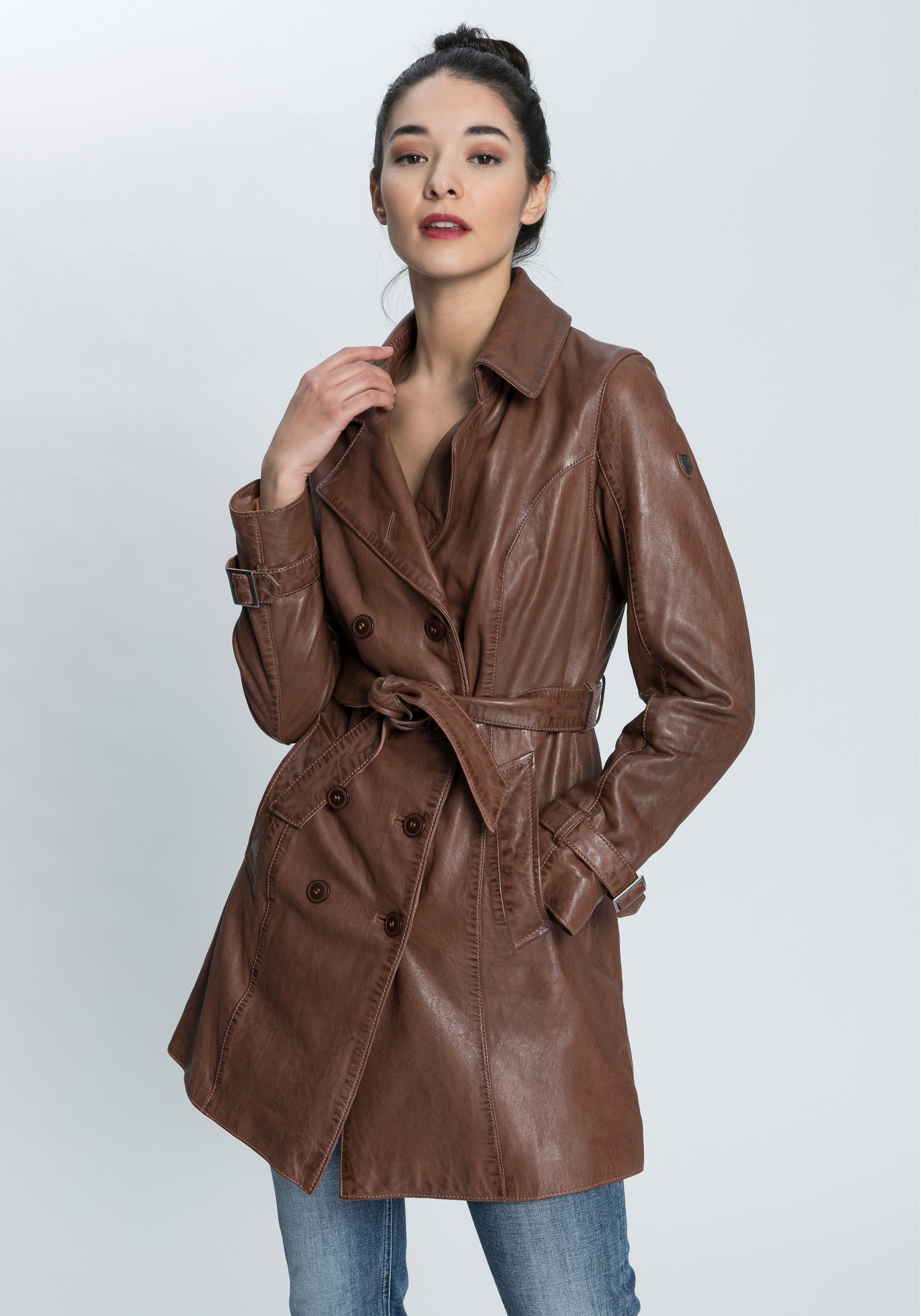 Mauritius Ledermantel »GWTaresa« mit Bindegürtel, 2 Leder-Trenchcoat mit Bindegürtel