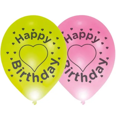 amscan LED Luftballons Happy Birthday 4 Stück