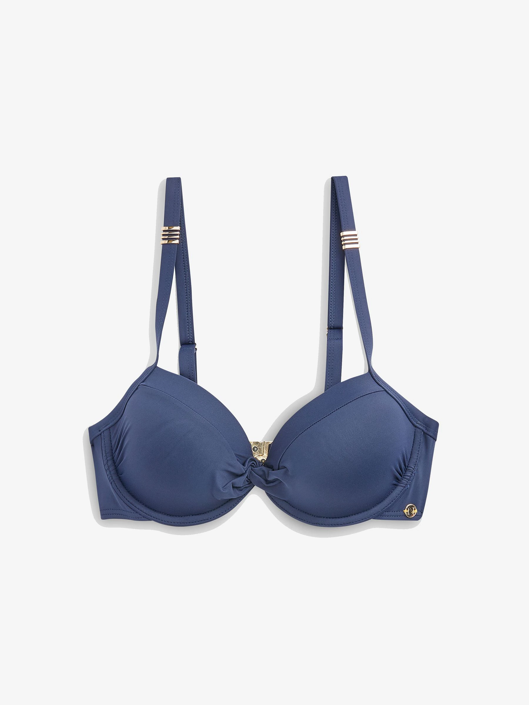 Marineblauw - Buikcorrigerende bikinitop met vulling en beugel