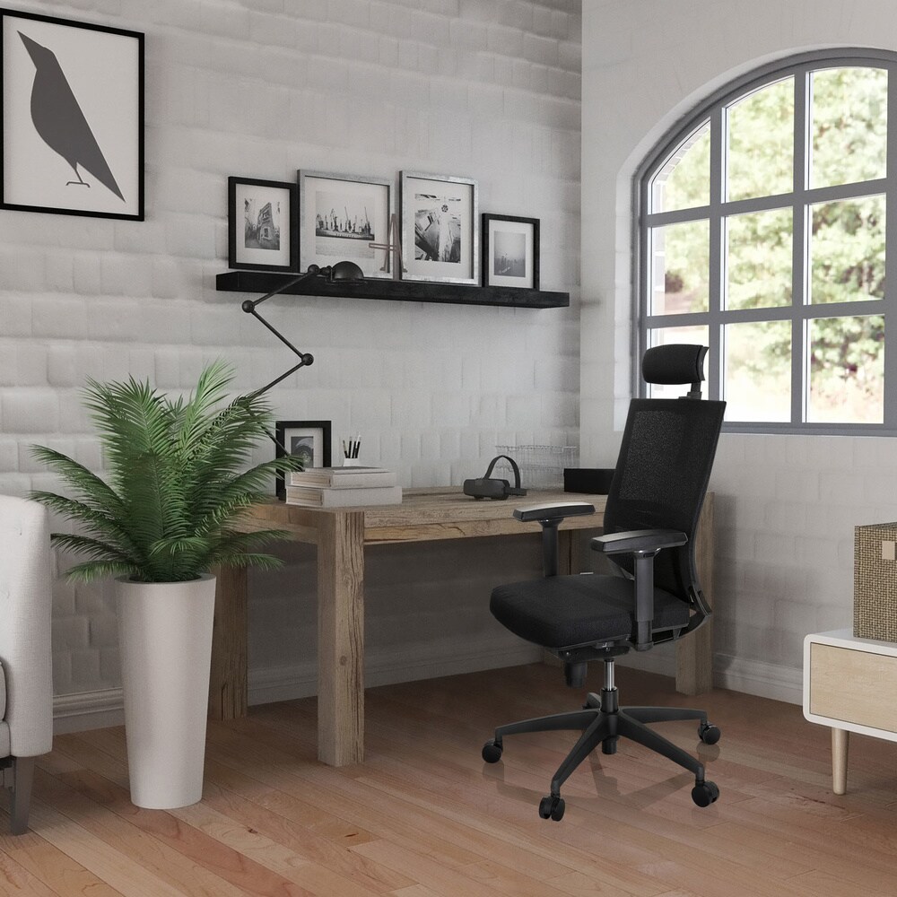 Profi Bürostuhl PORTO MAX HIGH I Stoff/Netzstoff mit Armlehnen (höhenverstellbar) hjh OFFICE