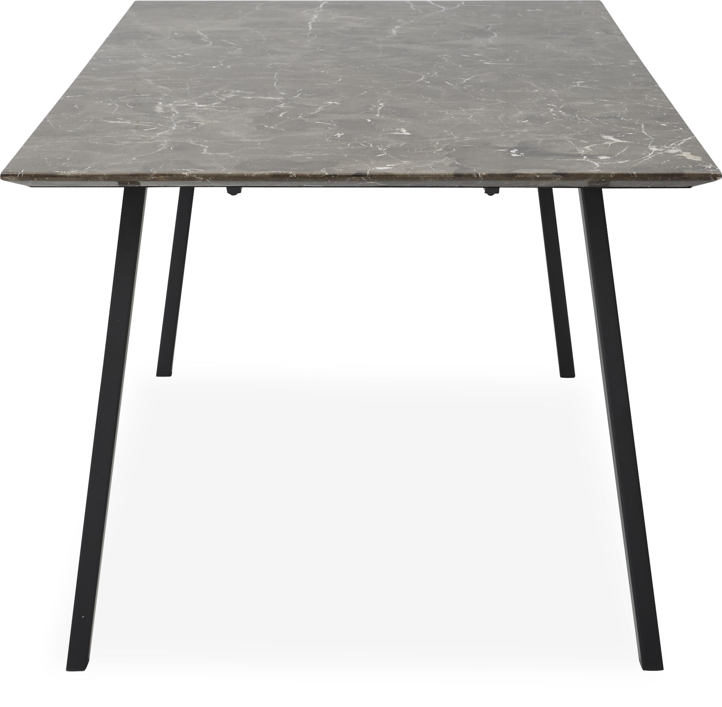 Amy Spisebord 220 x 95 x 74 cm, plade i brun marmor   lige ben i sort metal