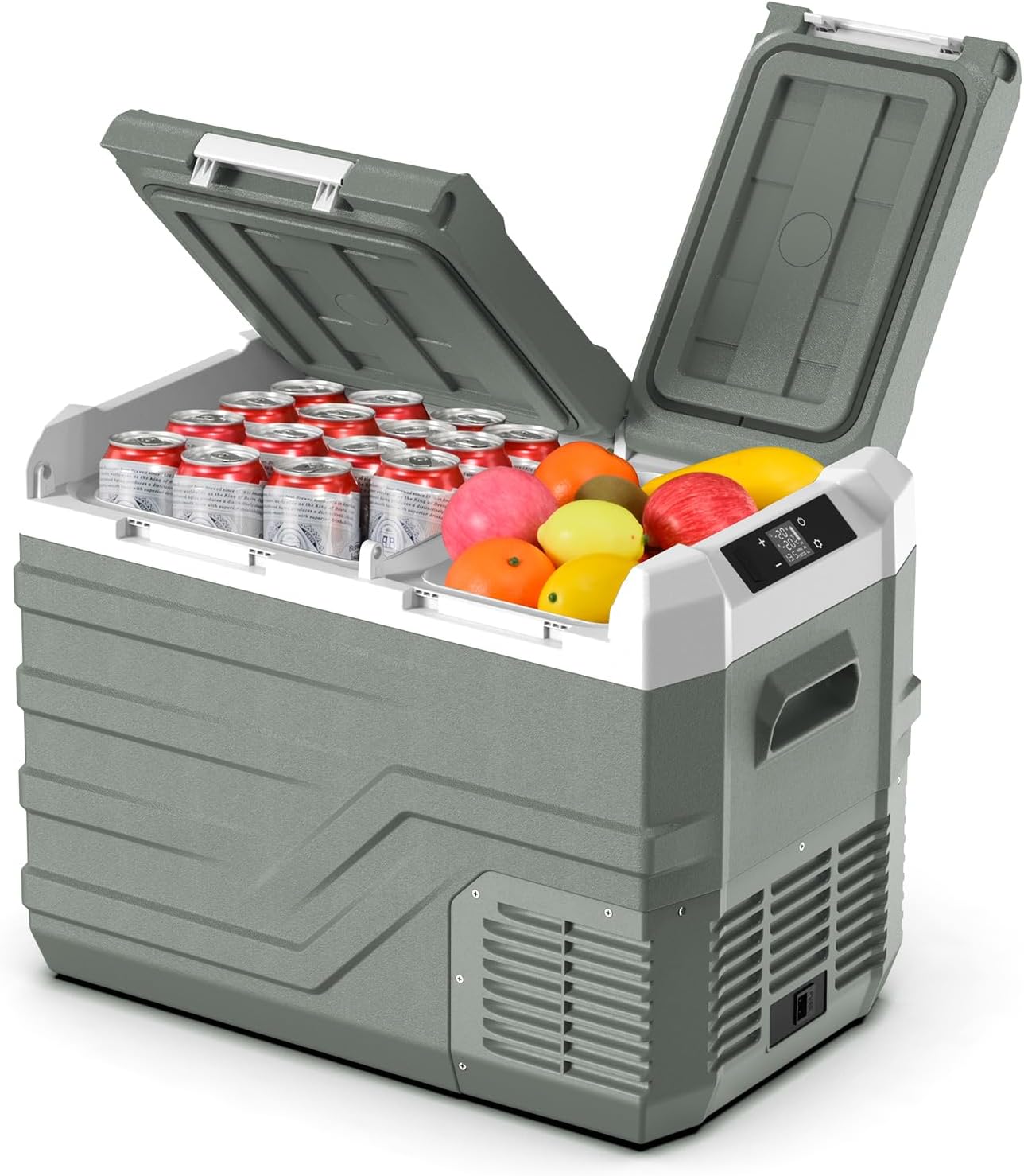Alpicool 31L Kompressor Kühlbox Elektrisch, Zwei Zonen Kühlschrank Gefrierbox Tragbarer 12V 230V, Tragbarer Kühlbox für Auto, Camping, Angeln, Fahrten, Lkw, Boot, -20℃-20℃