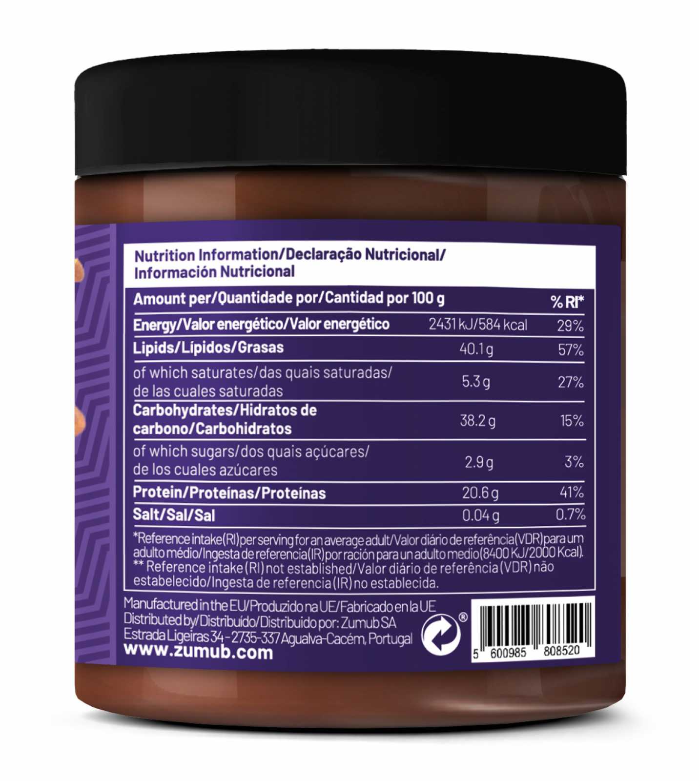 Creme proteico Zumub sabor biscoito americano, 250 gramas