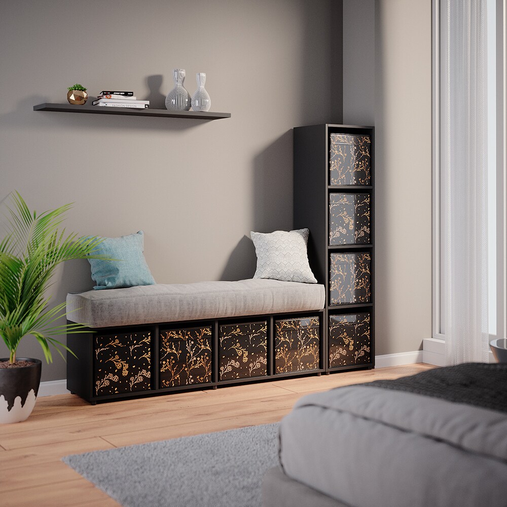 Vicco Raumteiler Würfelregal Standregal Ludus Schwarz Faltbox Wohnzimmer Regal 36x145 cm modern Ablage 4 Fächer Dekoregal Ordnerregal Aufbewahrung