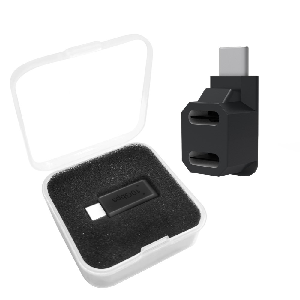 (10 Gbit/s) Steam Deck / OLED / Asus ROG Ally USB C auf Dual USB C Lade und Daten Adapter Splitter Stecker 90 Grad-Winkel (4K@60Hz) - Schwarz