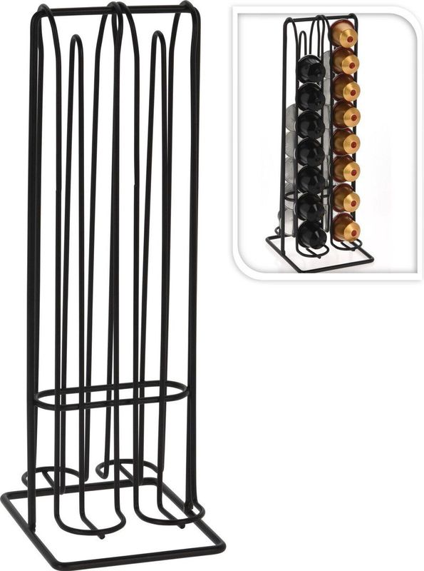 Koffie cuphouder/dispenser zwart 32 cups - Koffiecups houder/standaard - Metalen cuphouder