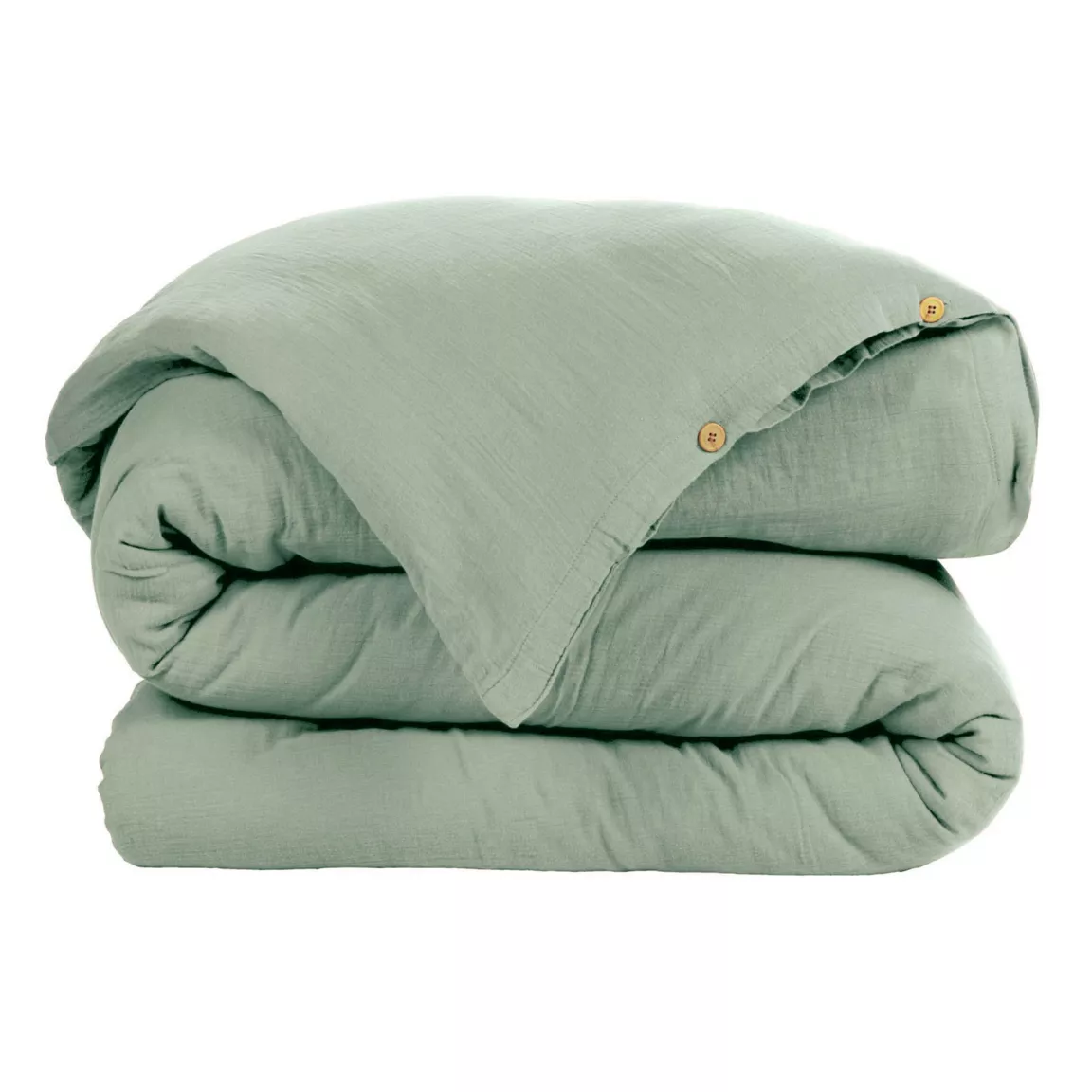 Housse de couette gaze de coton (140 x 200 cm) Gaïa Vert eucalyptus