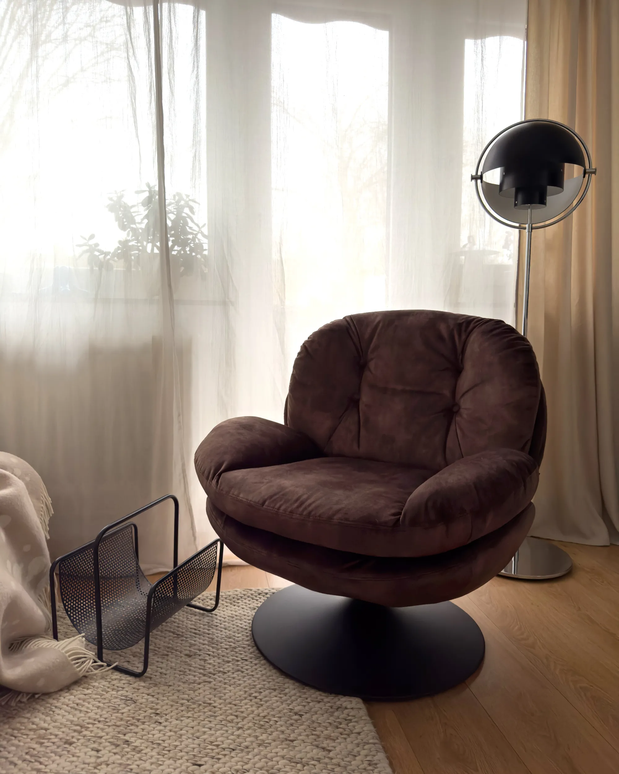 Draaifauteuil NOLVIK Fluweel Donkerbruin
