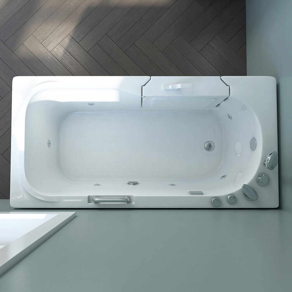 Home Deluxe - Seniorenbad incl. Whirlpool - VITAL M Links - Afmetingen: 153 x 76 x 64 cm - incl. complete accessoires | Bad met deur, seniorenbad met instap