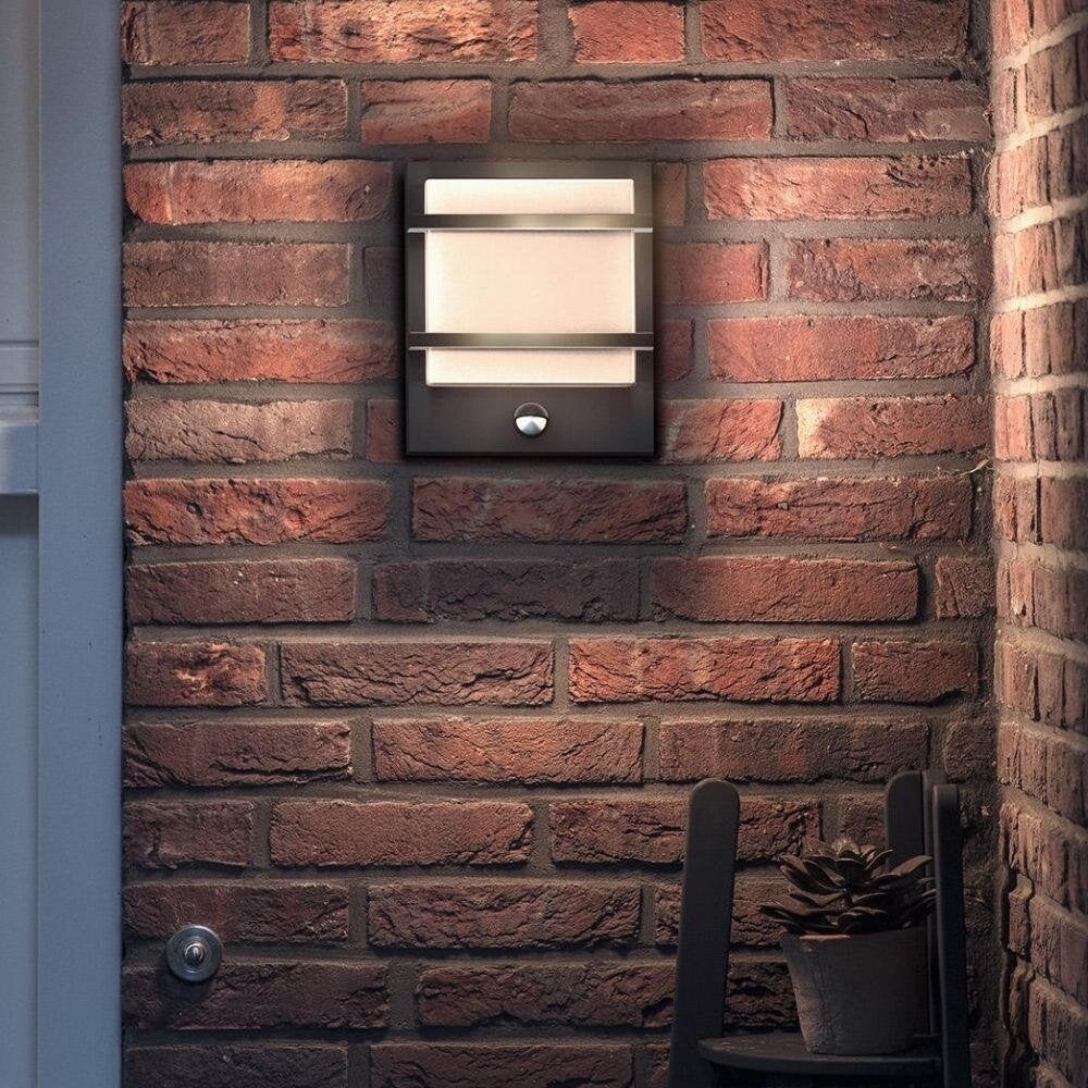 Petronia LED wandlamp in antraciet en wit, 3,8W, 800lm, IP44 met bewegingsmelder