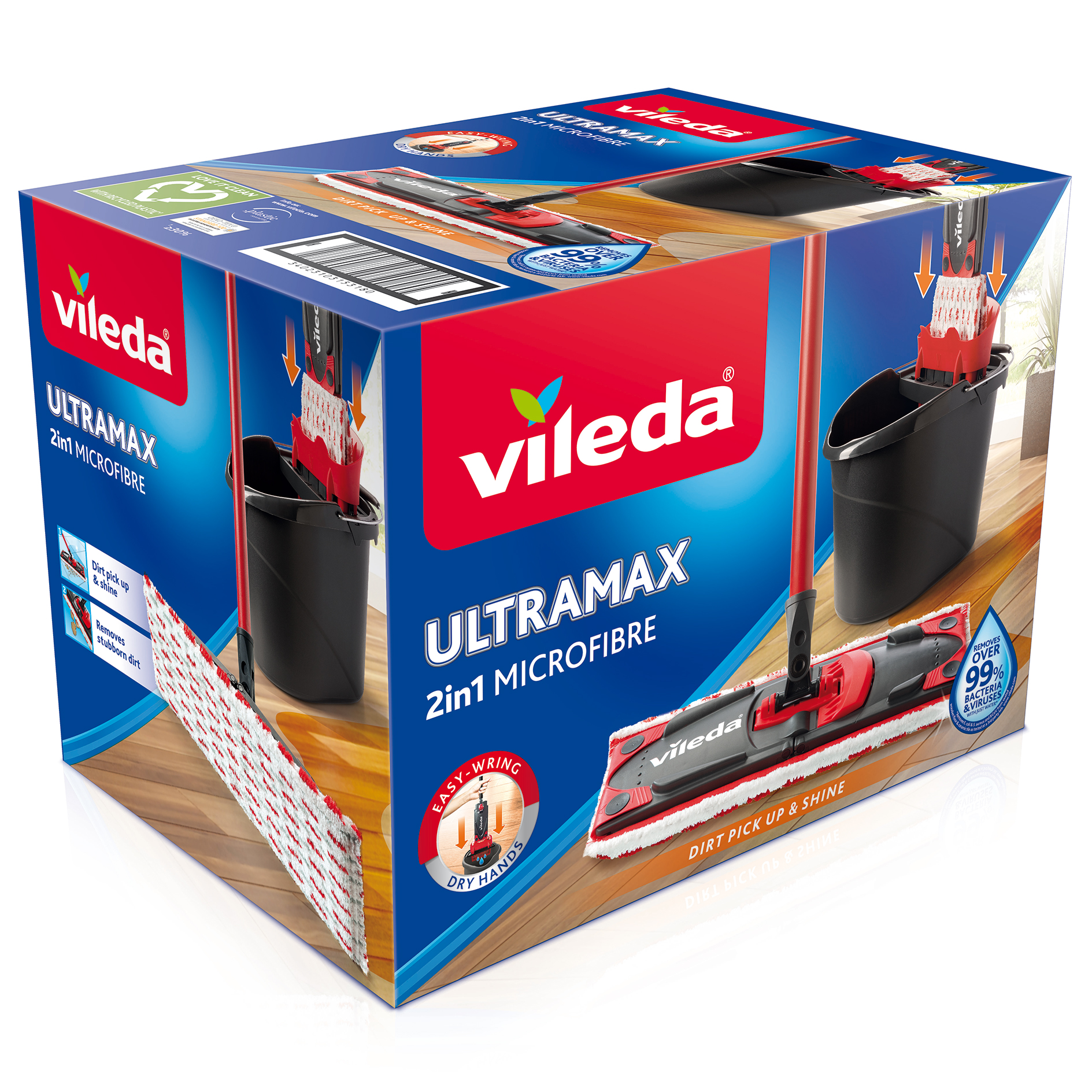 VILEDA 2in1 Box Bodenwischer-Set ULTRAMAX - schwarz-rot