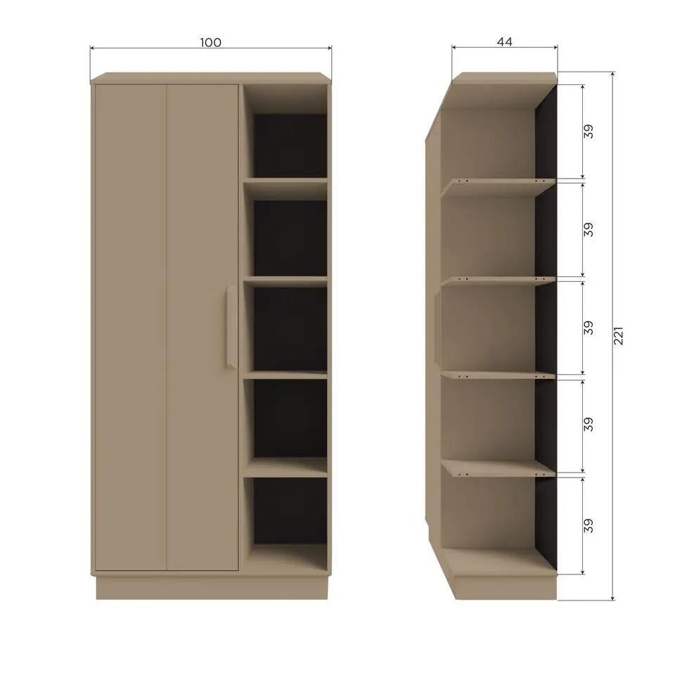 WOOOD Lowen Opbergkast - Grenen - Mud - 221x100x44