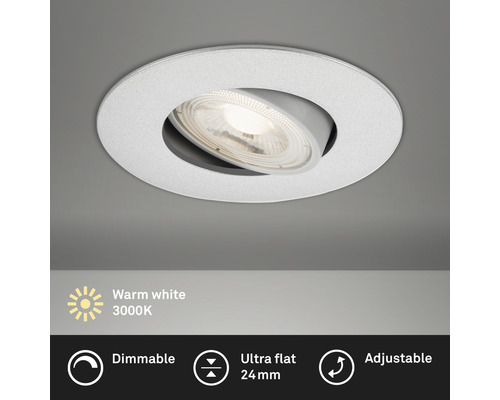 LED inbouwspot, dimbaar, IP23, 5W, 460 lm, 3000 K, draaibaar, chroom/mat, Ø 9/6,8 cm, 230V