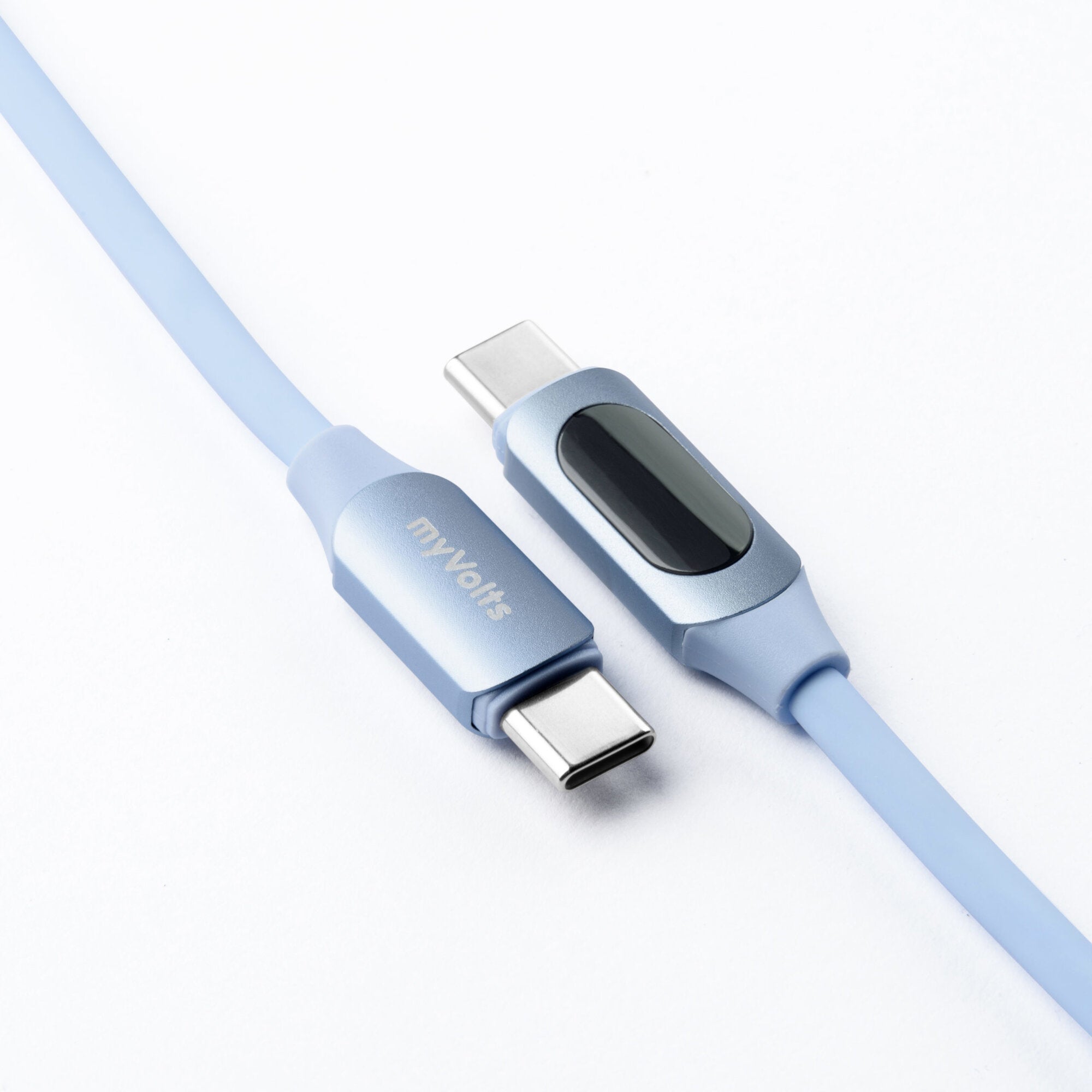 MyVolts Step Up USB-C to USB-C PD (mint green) kabel met LCD power meter
