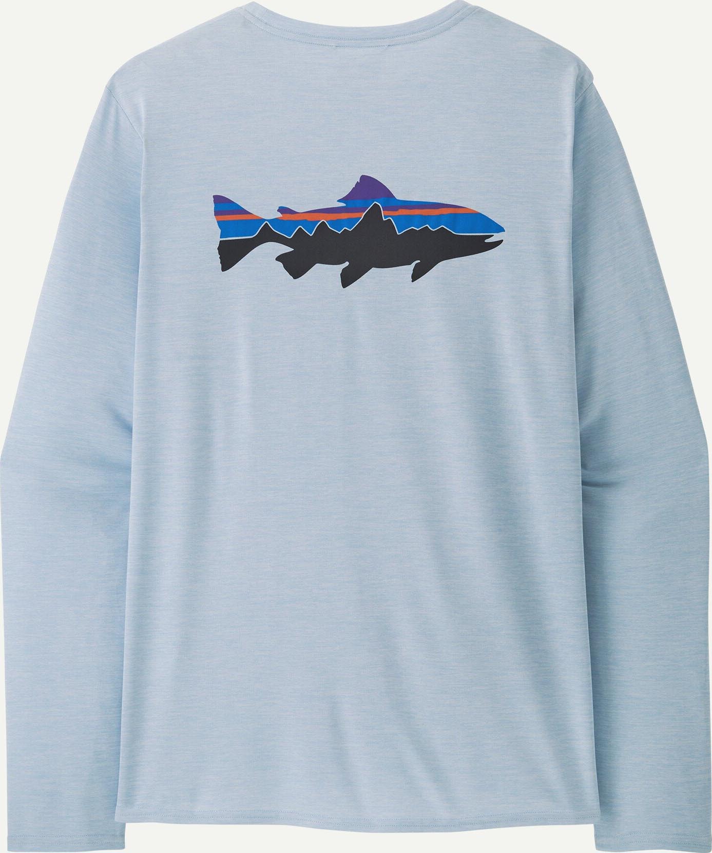 L/S Capilene Cool Daily Graphic Herre Fitz Roy Trout: Fleck Blue