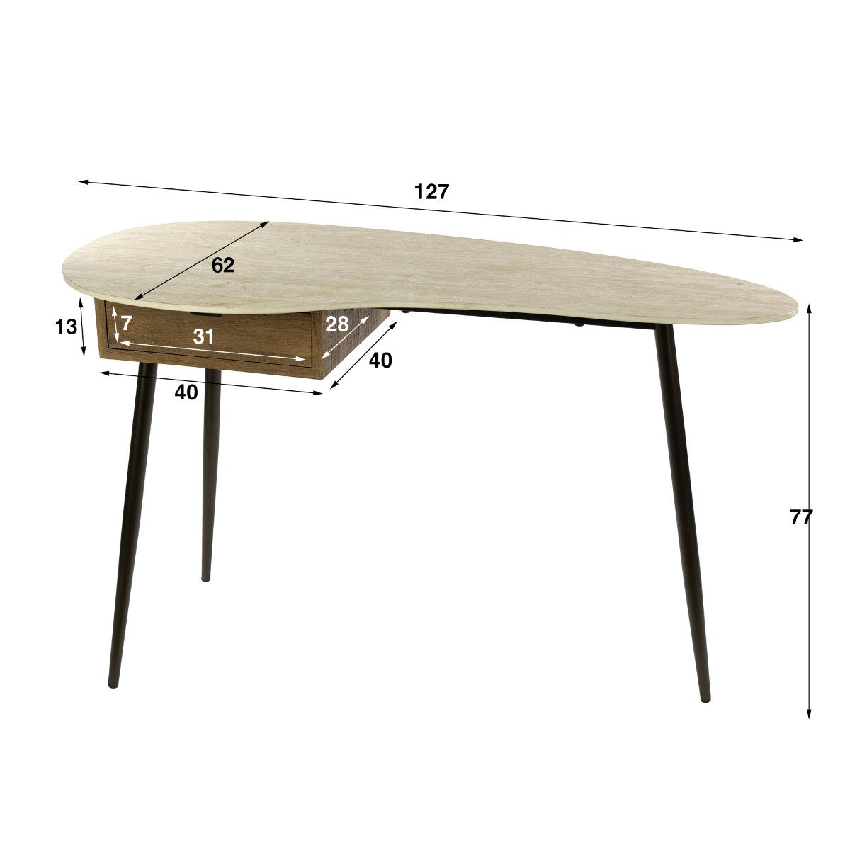 Fraaai - Bruno kaptafel 1 lade keramiek - beige|bruin