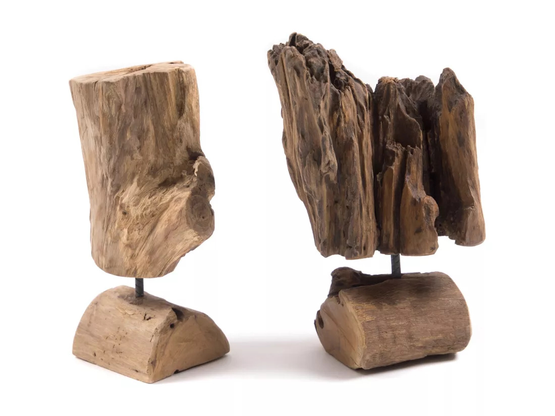 SCULPTURE Racines 40 Racine de teck bois flotté unique, sur socle couleurs naturelles