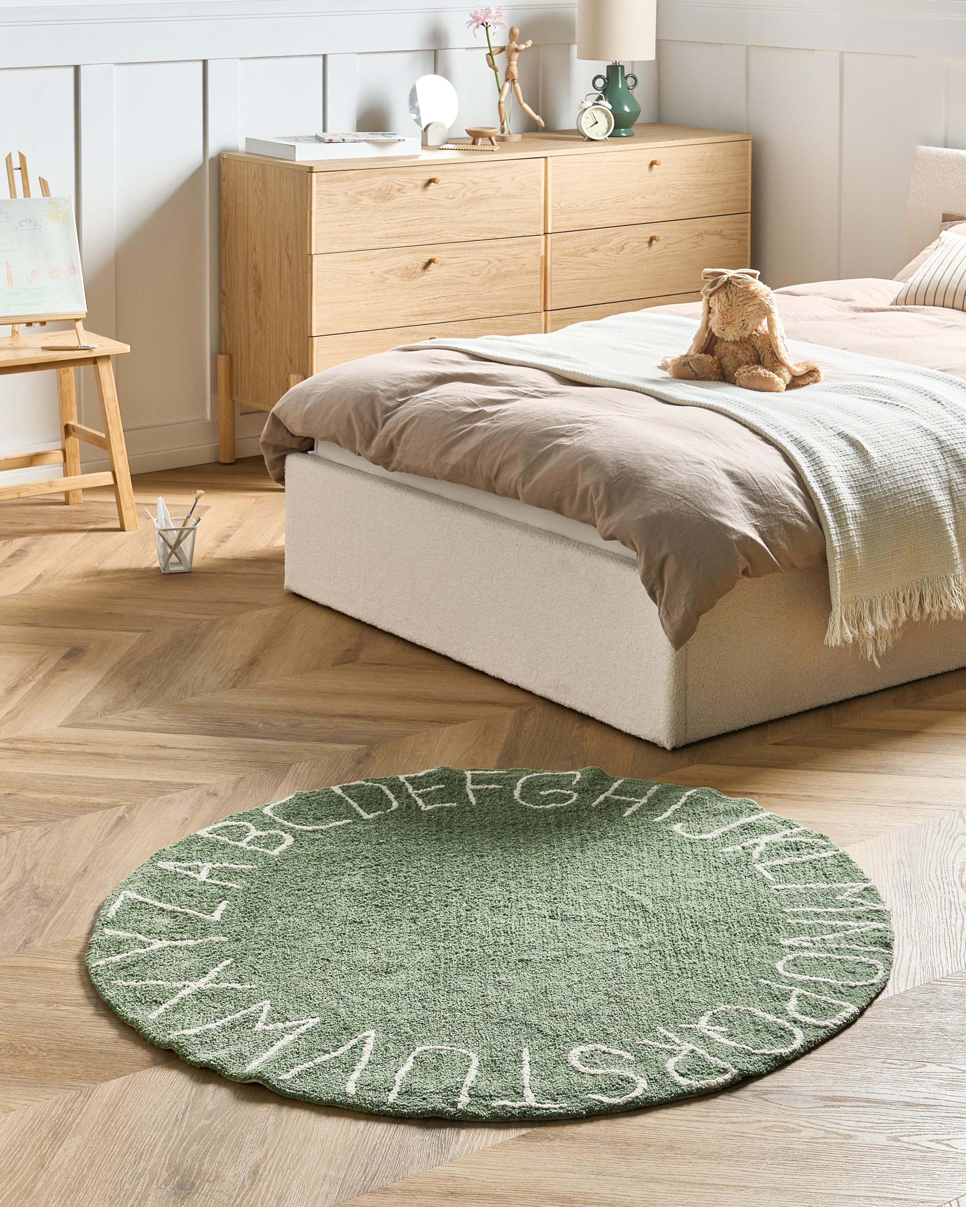 Kindervloerkleed VURGUN Groen ø 120 cm Katoen