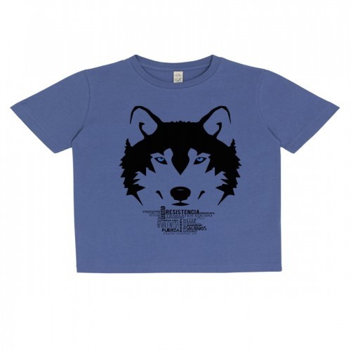 Camiseta branca com estampa de lobo para meninos/meninas