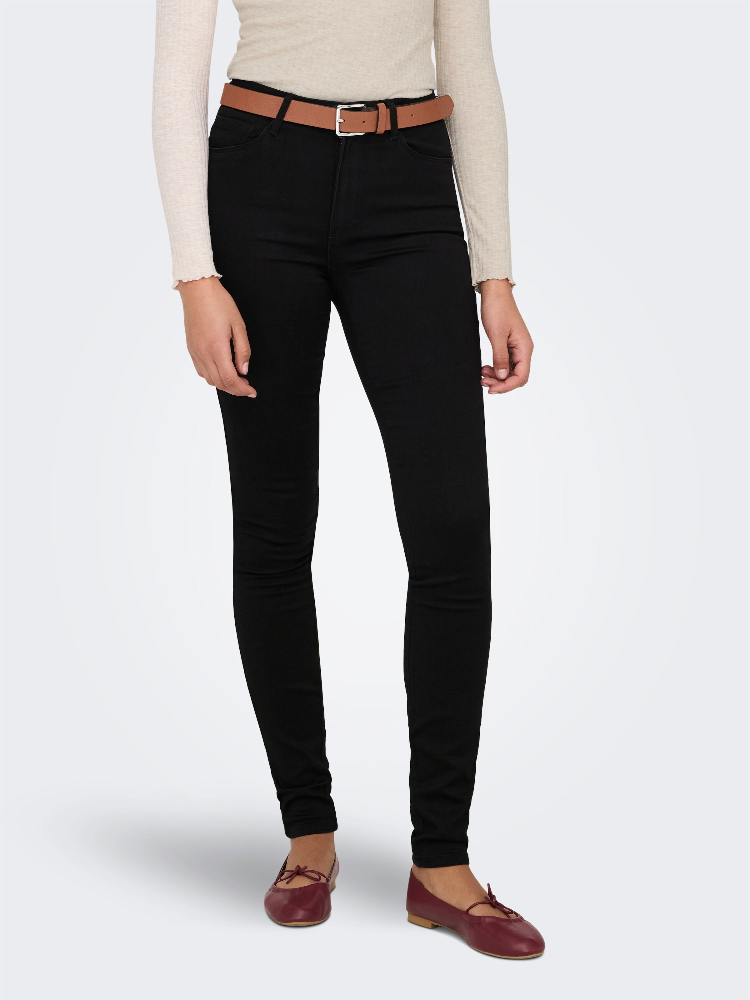 ONLY High-waist-Jeans »ONLROYA – Skinny-Jeans mit hohem Bund und Stretchkomfort«, unifarben, modisch, skinny fit, Baumwollmischung