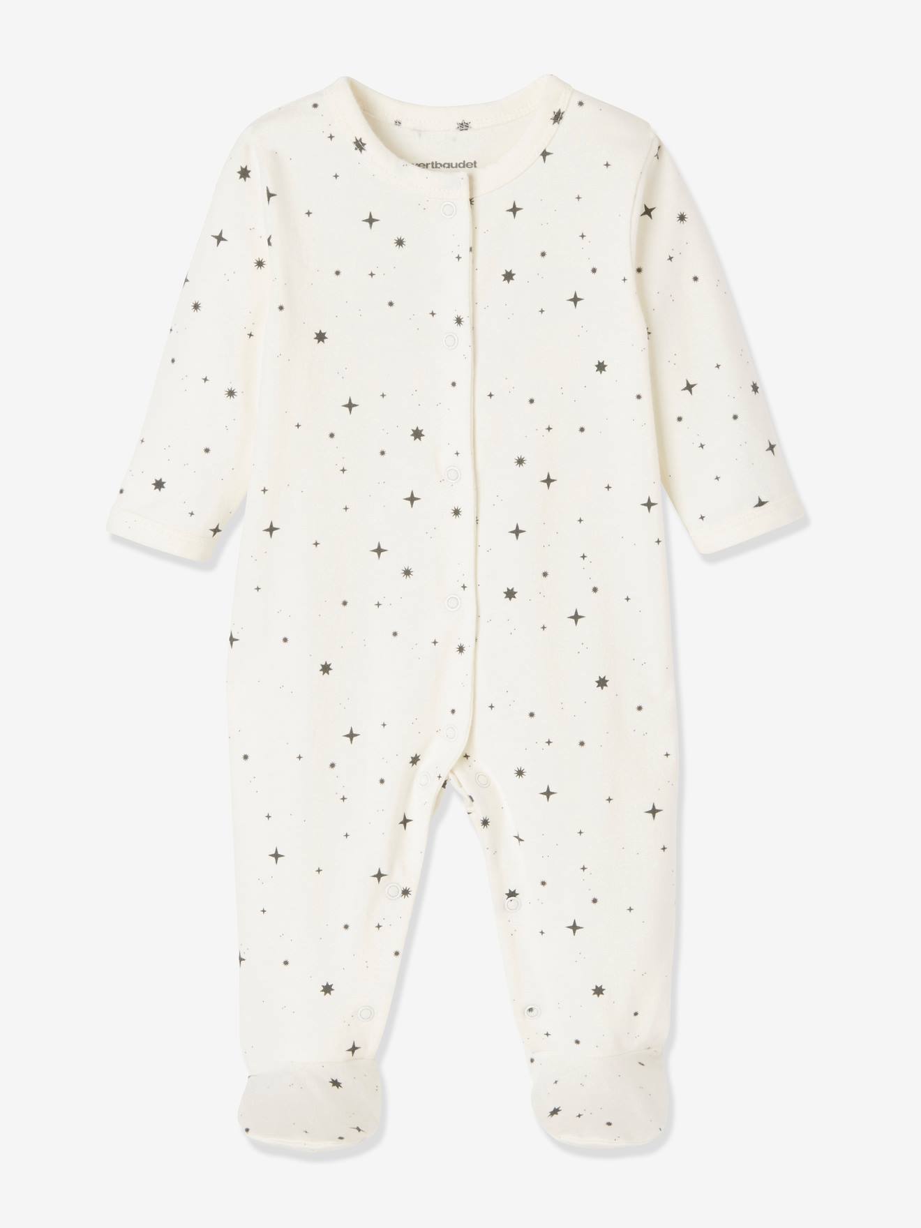 Conjunto de 2 pijamas de algodão orgânico para recém-nascidos, lisos rosa claro com estampas.