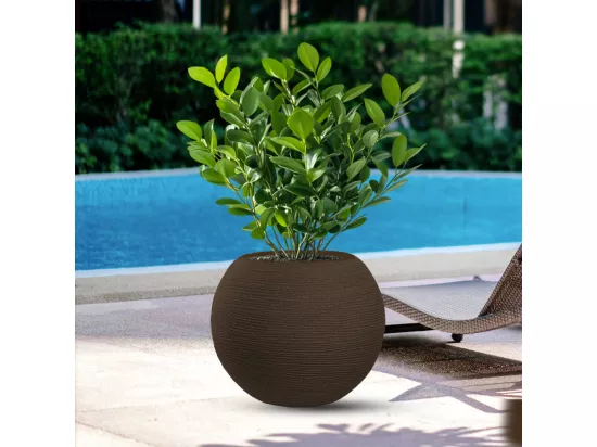 Vase en résine pour plantes d'intérieur et d'extérieur, design sphère ronde d.40x33h Botticelli Marron