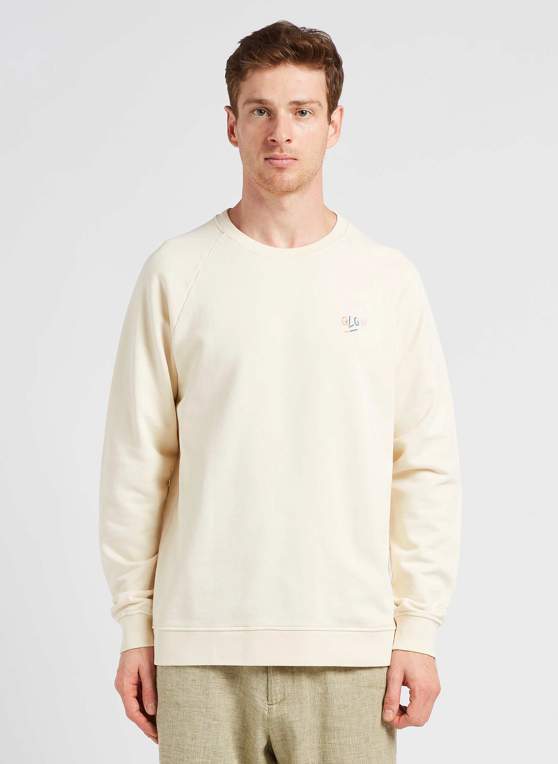 FLOWER POWER - Sweat col rond regular-fit imprimé en coton bio | Blanc