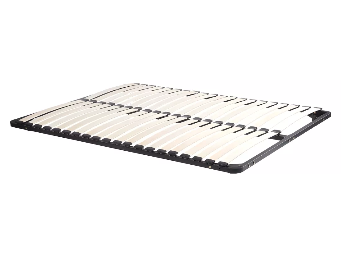 Lit avec chevets et rangements 160 x 200 cm - Coloris : Blanc et naturel + Sommier - MISTA