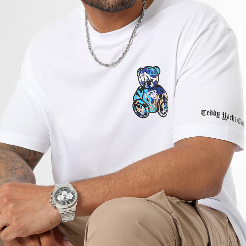Tee Shirt Oversize Large Art Series Blue Front Blanc