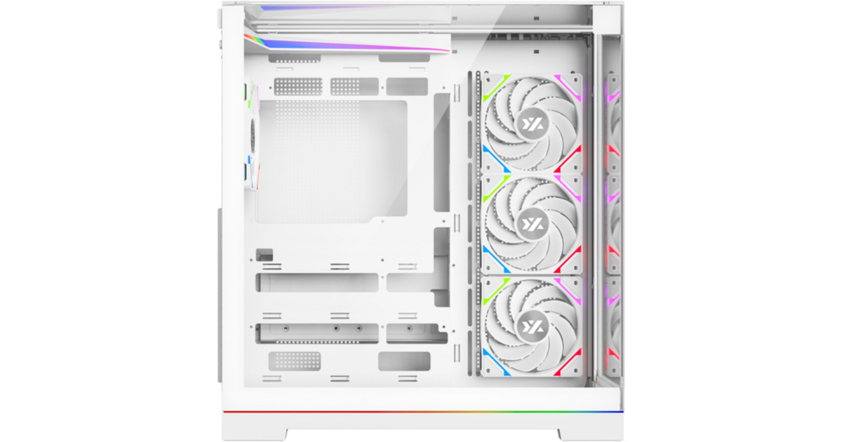 XYZ PC GearTesseract A-RGB midi tower behuizing  (Wit | 2x USB-A | 1x USB-C | RGB | Tempered Glass)