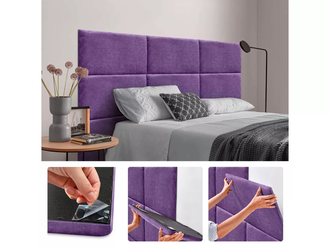 DHOME Lot de 1 Panneaux muraux en tissu auto-adhésifs Panneaux muraux absorbants acoustiques Protection contre les chocs (Lilas, 50x40cm, x1)