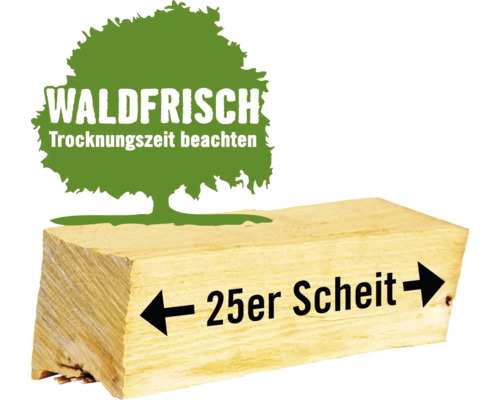 Brandhout, losse gemengde hardhoutsoorten, 1 kubieke meter, ca. 22-25 cm, vers gekapt uit het bos, HORNBACH FORST