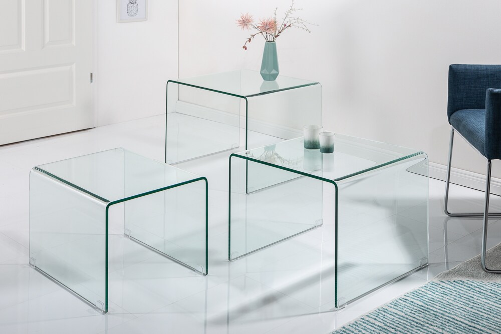riess-ambiente Couchtisch FANTOME -60cm Beistelltische transparent 3er Set Glas