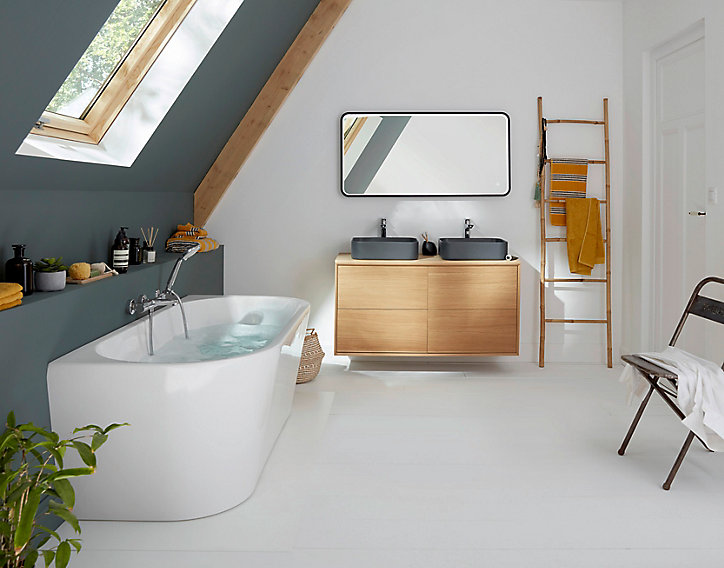 Miroir de salle de bains lumineux LED noir 120 x 60 cm, MPGlass Lyon Chic