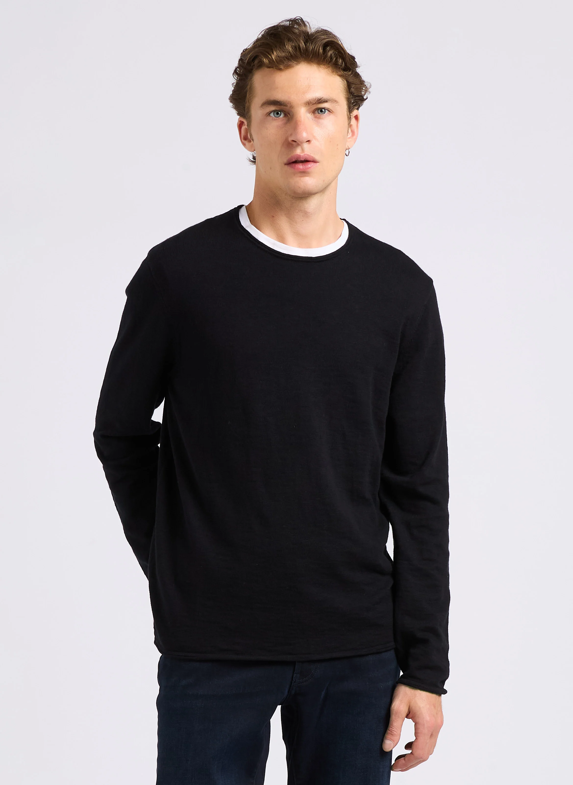Pull col bateau en coton | Noir