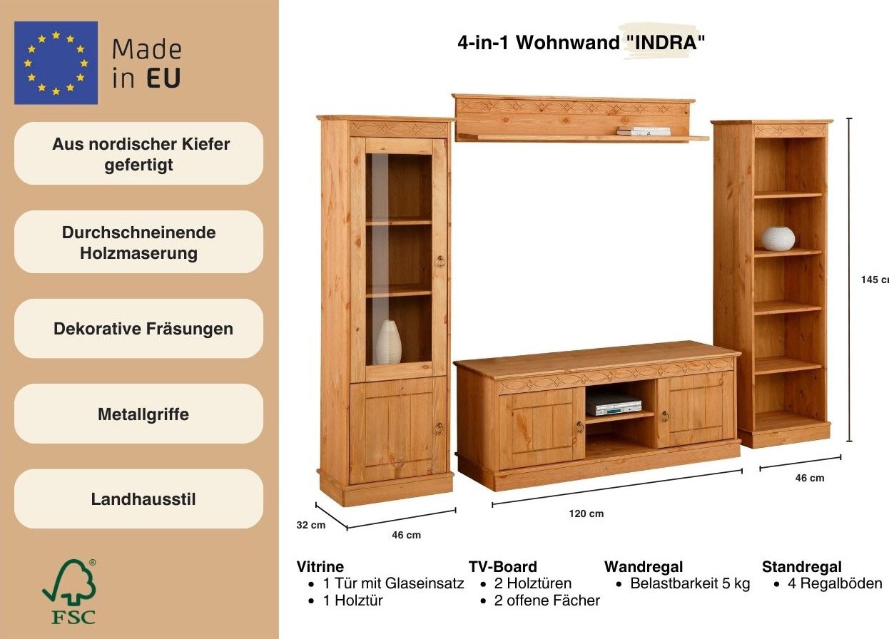 Home affaire Wohnwand »Indra« 4 Stk. tlg.