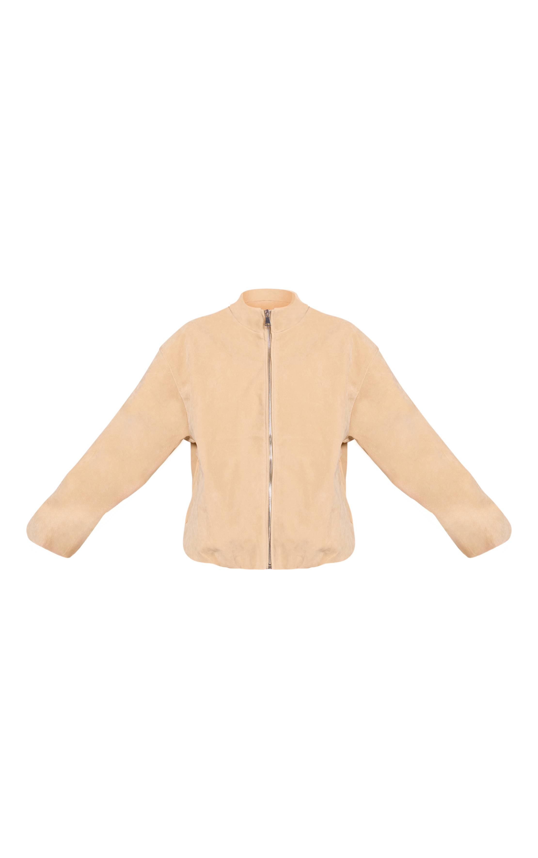 Pale Yellow Veste Bomber En Daim