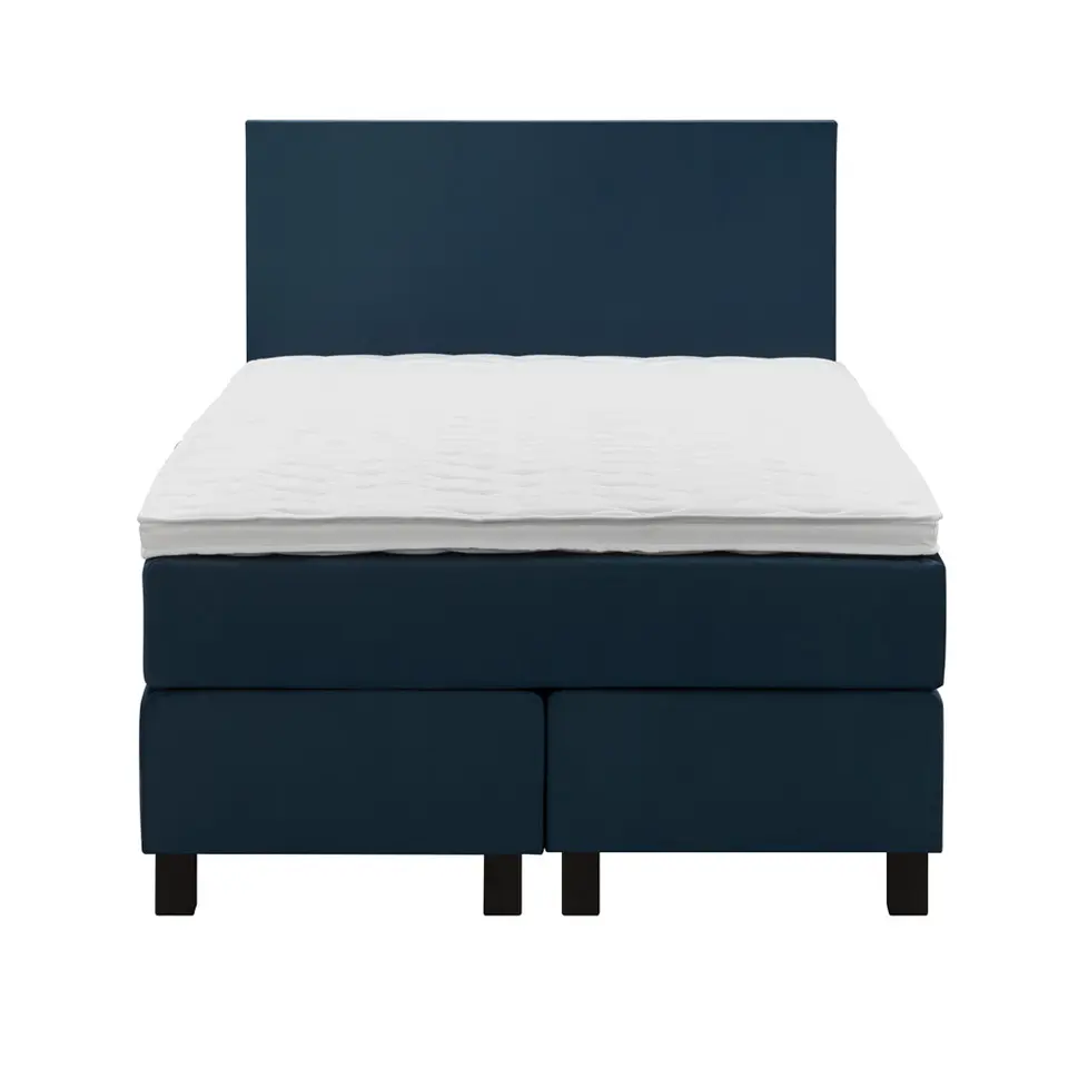 Boxspring Liv egaal - blauw - 120x200 cm - vierkante poot