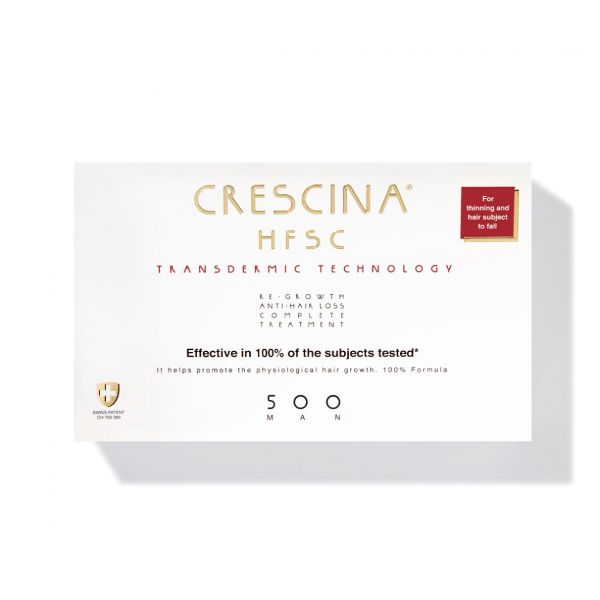 Crescina HFSC Transdermic 100% - 500 Tratamento Completo Homem 10   10 Ampolas - 2 Unidades