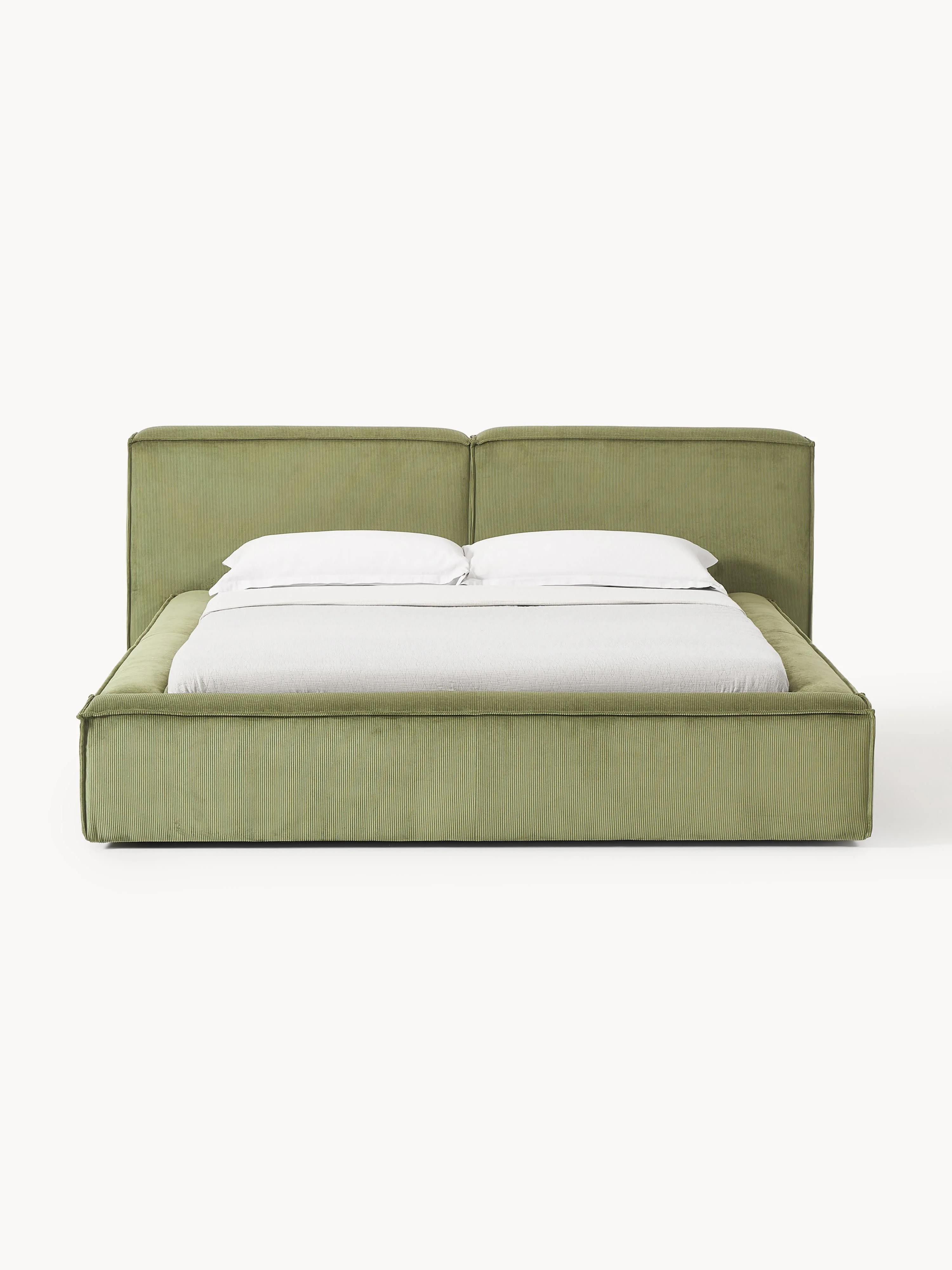 Gestoffeerd bed Lennon van corduroy met opbergruimte
