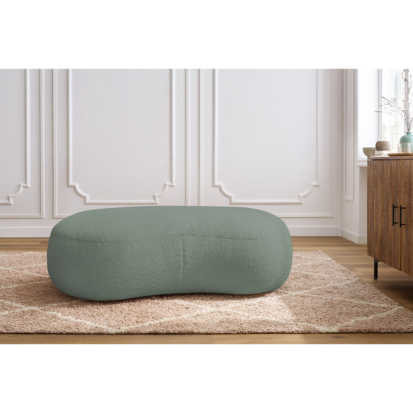 Bobochic Pouf Saint-Germain tissu bouclette vert - 147x90x47 cm