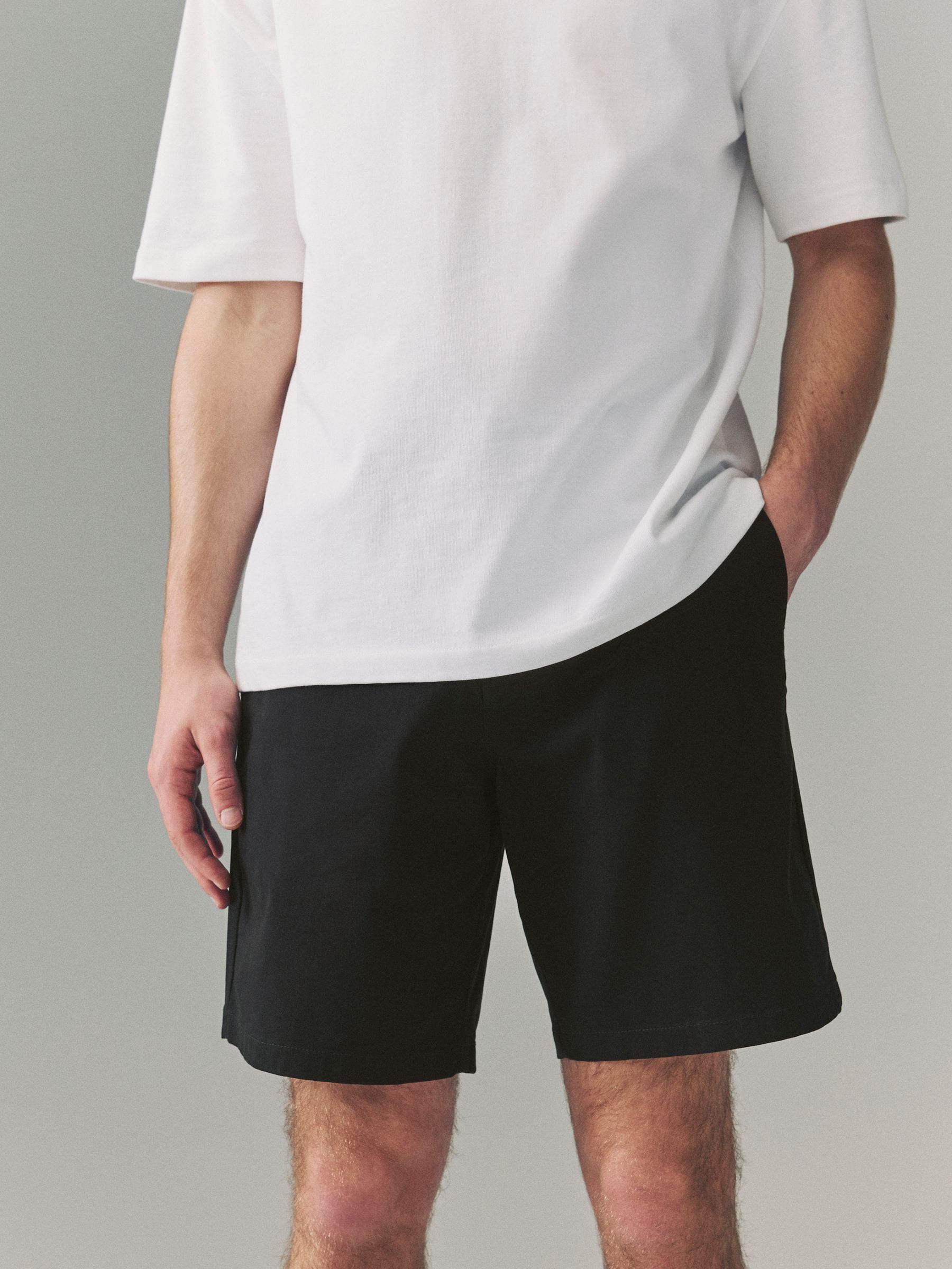 Zwart - Relaxed fit - Chinoshort met stretch