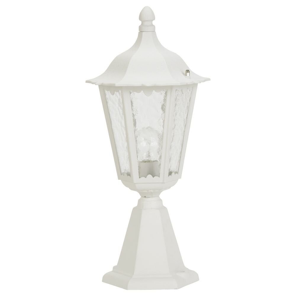 Sokkellamp A-252831, wit, gegoten aluminium, kathedraalglas, E27, IP23, 530x240mm
