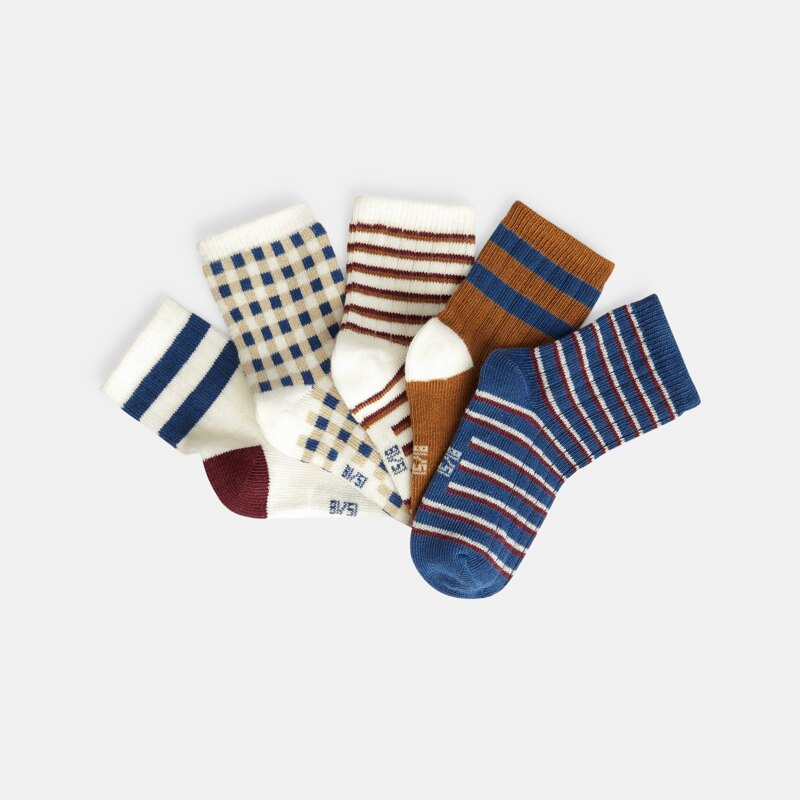 Chaussettes rayées bleu bébé garçon (lot de 5) Rouge