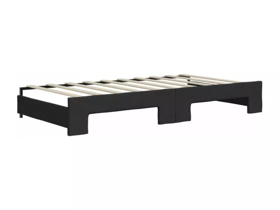 Lit de jour avec gigogne et matelas noir 90x190 cm tissu