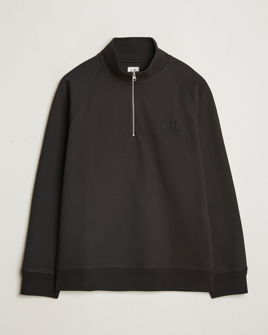 C.P. Company Diagonal Raised Fleece Half Zip Black