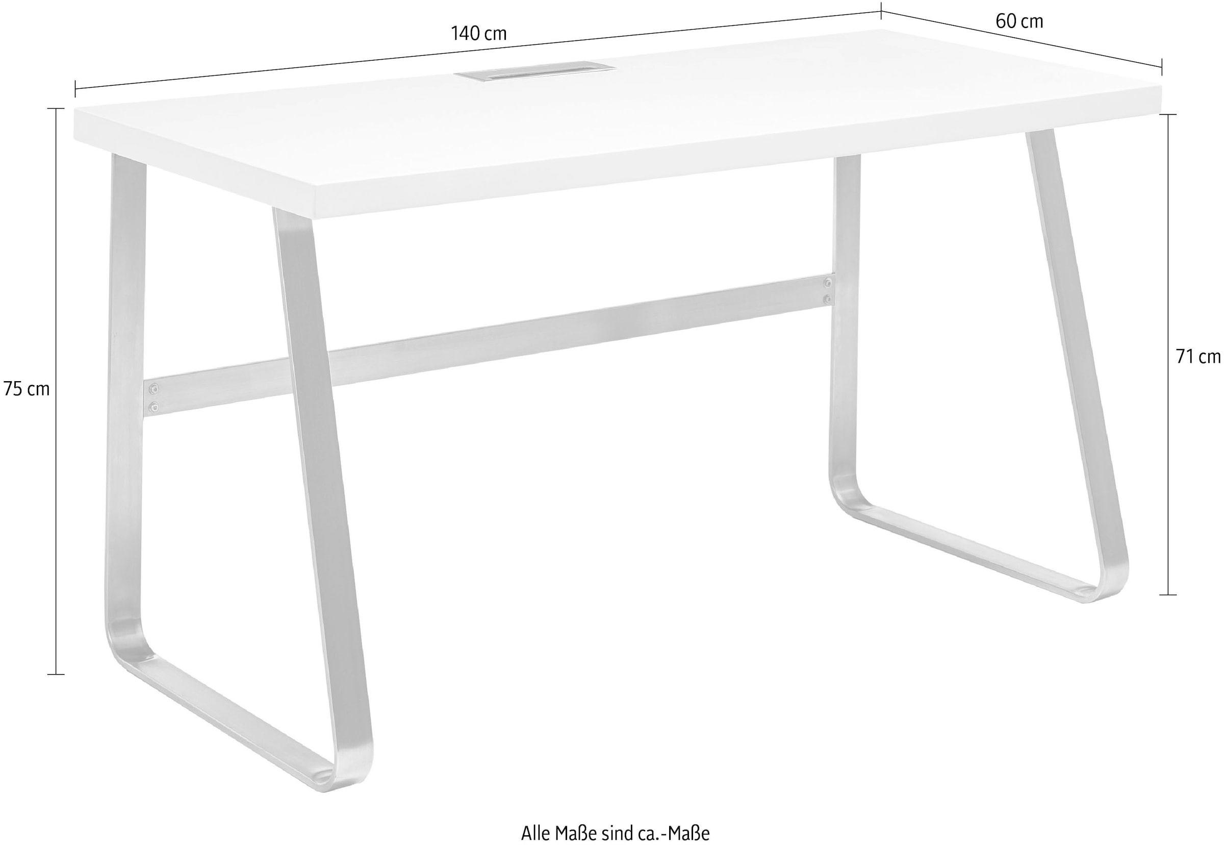 MCA furniture Schreibtisch »Beno« Gaming Tisch, Computertisch, Gestell Edelstahloptik, Breite 140 cm