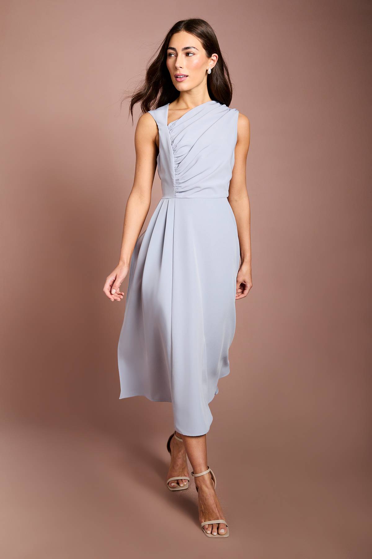 Coast Robe Midi En Crêpe À Corsage Plissé